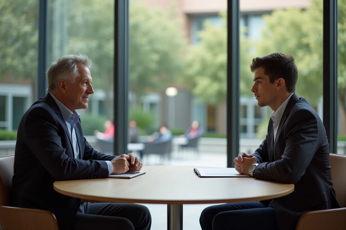 Professeur universitaire en discussion avec un étudiant